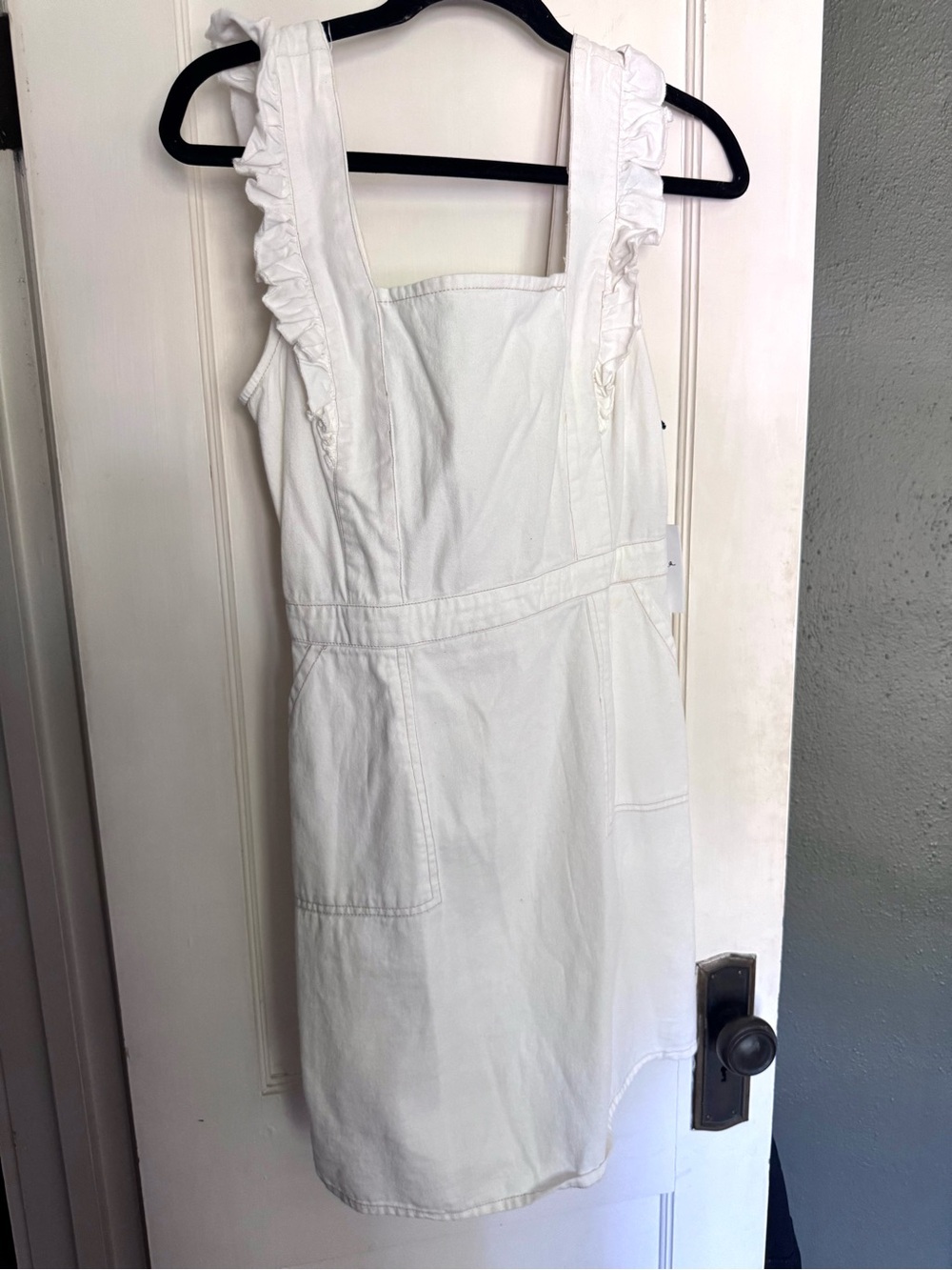 NWT JAPNA White Ruffle Strap Mini Dress Size Medium
